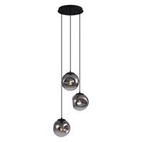 Art Deco závesná lampa čierna so sklom Smoke 3-Lights - Douglass
