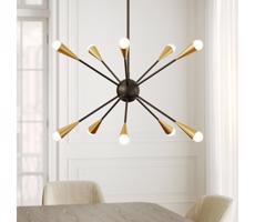 Elstead Feiss FE-JAX10-MB - LED Luster na tyči JAX 10xG9/3W/230V čierna/zlatá