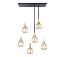 Keter Lighting Luster na lanku LACRIMA HONEY 6xE27/60W/230V čierna/zlatá/dymová béžová