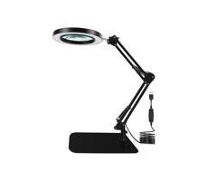 LED Stmievateľná stolná lampa s lupou LED/11W/5V čierna