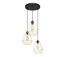 Luster na lanku KARO 3xE27/15W/230V zlatá/čierna