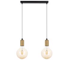 Luster na lanku MIROS 2xE27/60W/230V čierna/zlatá