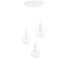 Luster na lanku MIROS 3xE27/60W/230V guľatý biely