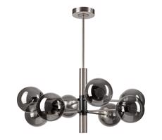 Luster na tyči ROLLO 8xE14/5W/230V matný chróm/dymová