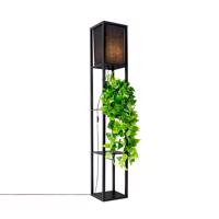 Moderná stojaca lampa čierna s látkovým tienidlom - Stojan