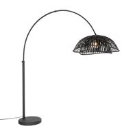 Orientálna oblúková lampa s čiernym bambusovým tienidlom - Pua