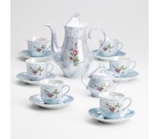 Porcelánová čajová sada mramor modrá ruža