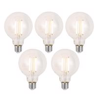 Sada 5 ks Inteligentné stmievateľné LED žiarovky E27 G95 číre 7W 806lm 2700-6500K