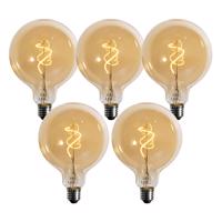 Sada 5 stmievateľných LED žiaroviek so špirálovým vláknom, zlatá G125 4W 270 lm 2200K
