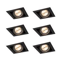 Sada 6 ks Zapustené bodové čierne AR111 nastaviteľné - Oneon