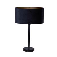 Stolová lampa čierna s oválnym zamatovým tienidlom čiernym 35 cm - Simplo