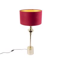 Stolová lampa v štýle art deco so zamatovým odtieňom červená 35 cm - Diverso