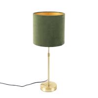 Stolová lampa zlatá / mosadz s velúrovým odtieňom zelená 25 cm - Parte