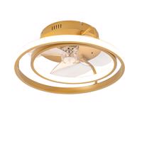 Stropný ventilátor zlatý vrátane LED s diaľkovým ovládaním - Kees