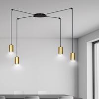 Závesná lampa Speed, čierna/zlatá, 4-plameňová